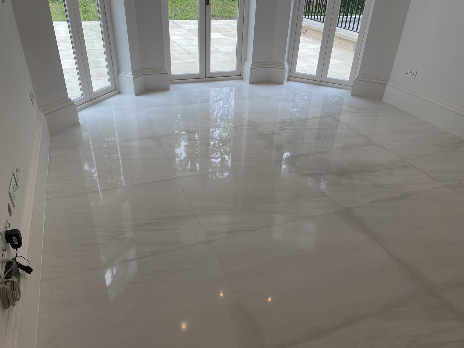 freshly polished marble floor