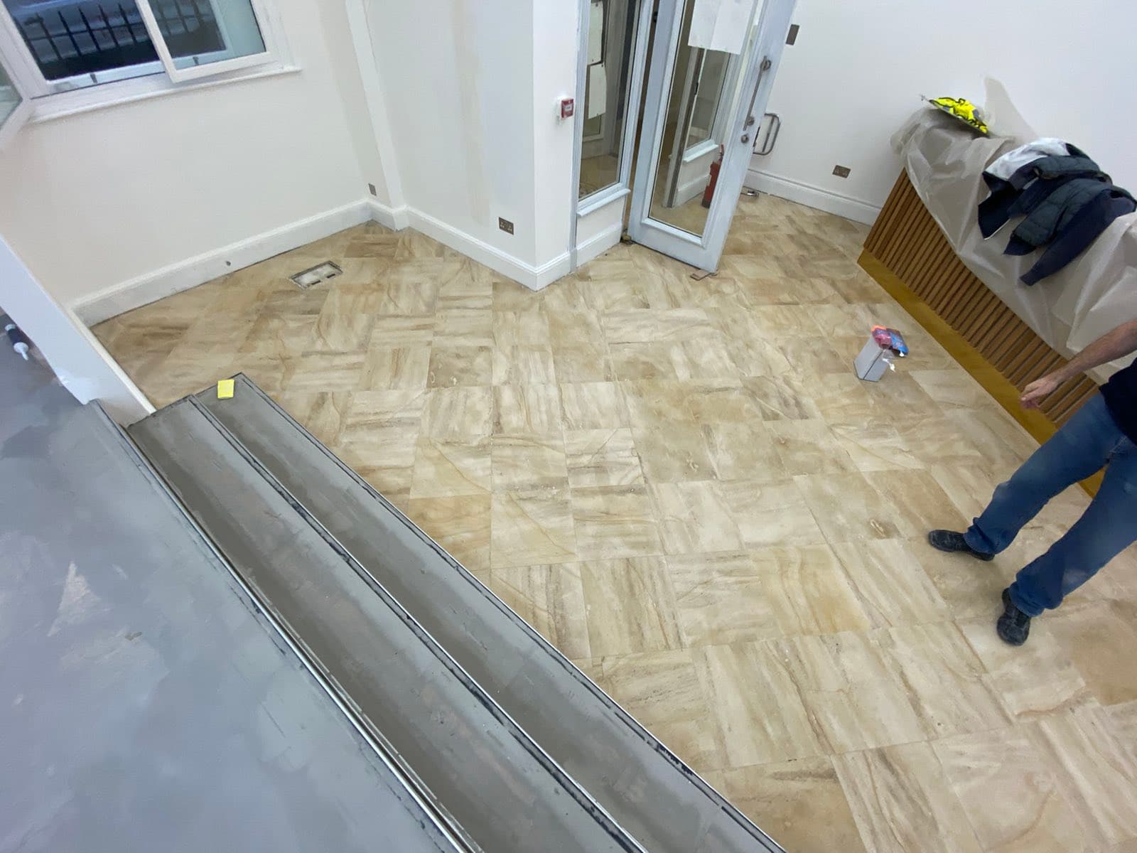 polished limestone floor