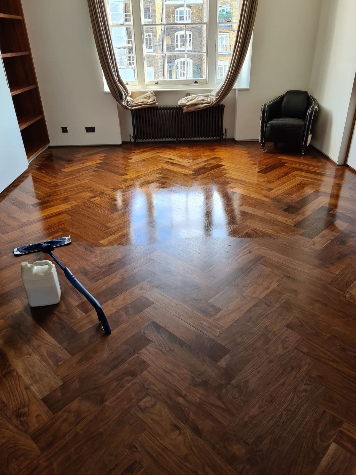 example of our parquet sanding - before/after